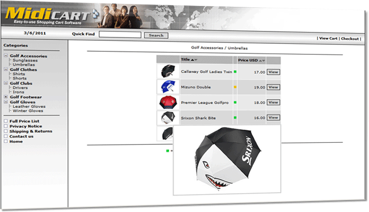 MidiCart PHP Shopping Cart Screenshot